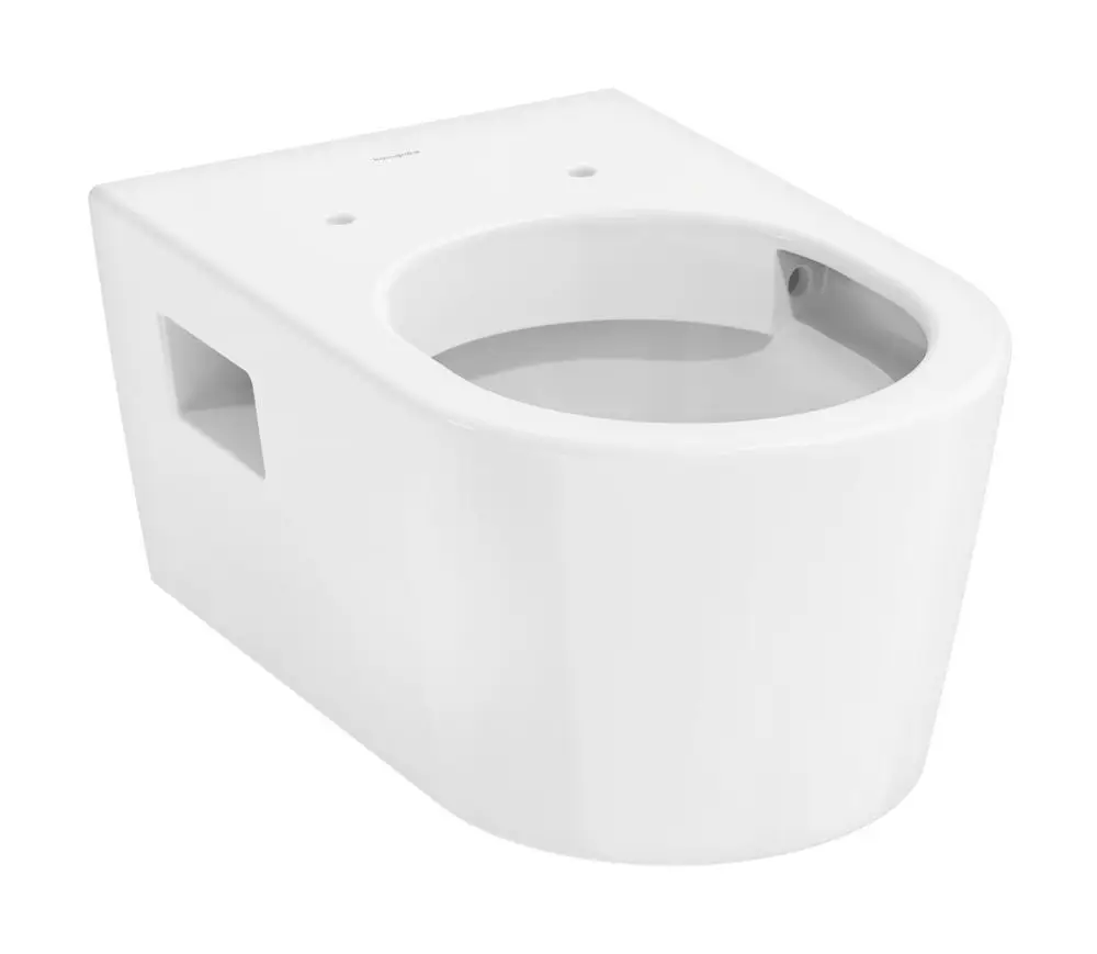 Wand-WC in Weiß mit AquaChannel-Spültechnik von Hansgrohe, minimalistisches Design, geeignet für moderne Badezimmer.